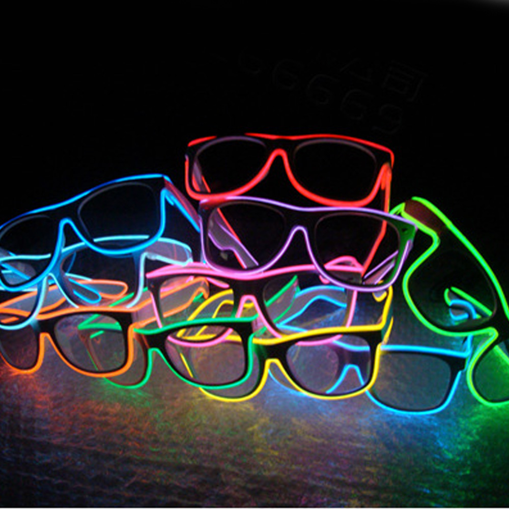 LED 글로우 선 글래스 안경 패션 네온 led 나이트 라이트 글로우 레이브 의상 파티 밝은 선글라스 부활절 파티 용품 램프